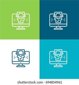 Shopping online green and blue material color minimal icon or logo design