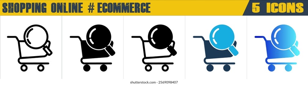Shopping Online icon with 5 styles (outline, solid, mixed, duotone and solid gradient)