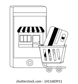 Shopping online icon design vector illustration