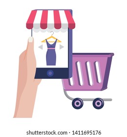 Shopping online icon design vector illustration