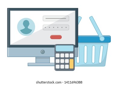 Shopping online icon design vector illustration