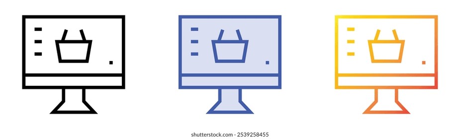 shopping online icon. Linear, Blue Fill and Gradient Style Design Isolated On White Background