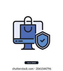 Shopping Online icon. Protection and Security Icons Set. Cyber Security Icon Concept. Pixel perfect.