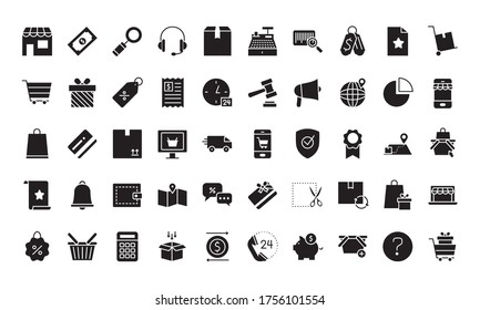 Online-Shopping-Symbol auf weißem Hintergrund, Silhouette-Stil, Vektorgrafik