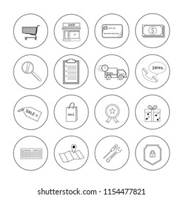 Shopping online icon set,Outline vector illustration.
