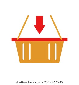 Shopping online icon symbol yellow red color. 