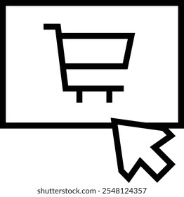 Icono de compras en línea. Diseño de estilo lineal delgado aislado sobre fondo blanco