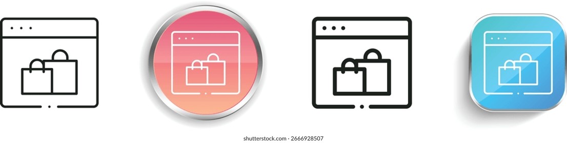 shopping online icon. Thin Linear, Regular and Button Style Design Isolated On White Background