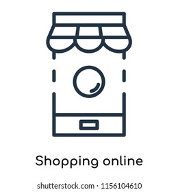 Shopping online icon vector isolated on white background, Shopping online transparent sign , thin symbols or lined elements in outline style