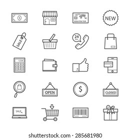 Shopping and Online Shopping Icons Line