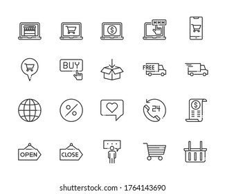 shopping online icons . pixel perfect vector illustration 