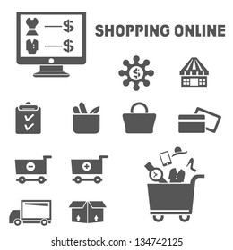 shopping online icons set