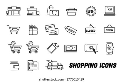 Shopping online icons set, 
E-commerce, Vector illustration