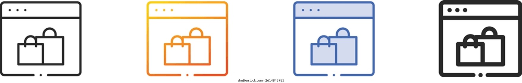 shopping online icon.Thin Linear, Gradient, Blue Stroke and bold Style Design Isolated On White Background