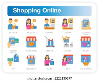 Shopping online Illustration Pack for Web Design, Poster, Brochure, Printing, Advertisement, etc.
