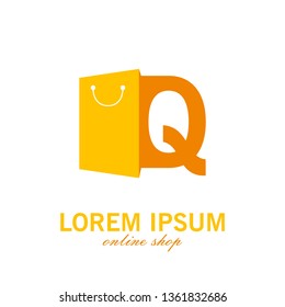 Shopping Online Initial Q. Initial letter Q logo vector design template. Initial Q minimalist logo template vector.