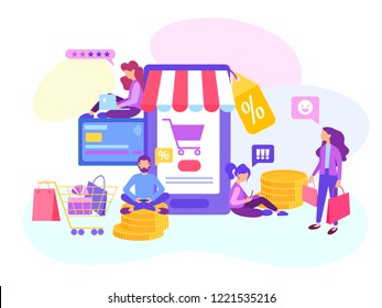 Customer Buying Goods Using Online Shopping Stock Vector (Royalty Free ...