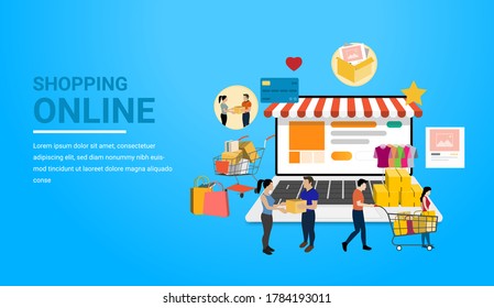 Shopping Online Landing Page Banner Stock Vector (Royalty Free ...