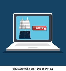 shopping online with laptop computer