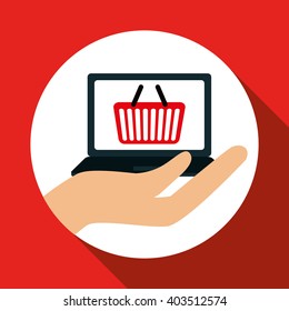 Shopping online and laptop design , vector illustration, vector illustration