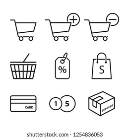 Shopping online line icons set. Flat simple design. Isolate on white background.