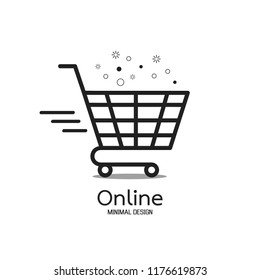 Shopping Online logo minimal design. Delivery concept. Vector illustration