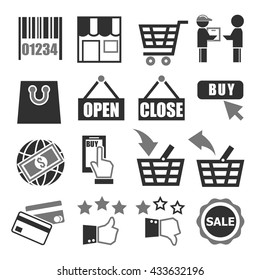 shopping, online market icon set