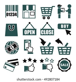 shopping, online market icon set