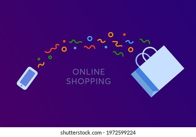 Shopping online in mobile site, application. Concept of e-commerce sales, online shopping, digital marketing. Vector flat illustration for landing page.