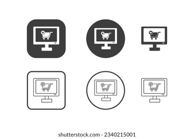 comprar en línea en el diseño de iconos de computadora 6 variaciones. Aislado sobre fondo blanco.