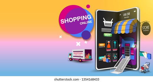 Shopping Online on Mobile Phone VECTOR