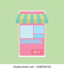 Shopping online on mobile, vector for design.
