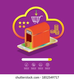 Shopping Online on Mobile Vector Concept Marketing and Digital marketing.