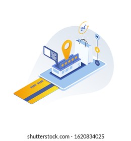Shopping Online on Mobile. Shopping Online on Website or Mobile Application Vector Concept Marketing and Digital marketing.