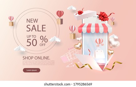 shopping online on phone for sale promotion e-commerce.