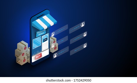 shopping online on smart phone laptop at stay home with fast
transport