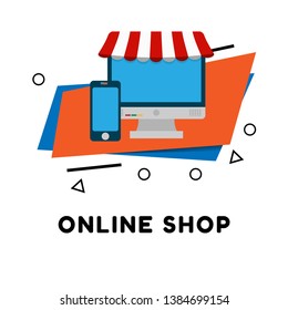 Shopping Online on Website. marketing concept, laptop and pc