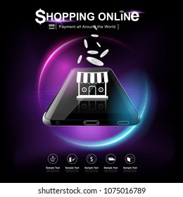 Shopping Online on Website or Mobile Application Vector Concept Marketing and Digital marketing.