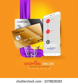 Shopping Online on Website or Mobile Application Vector Concept Marketing and Digital marketing.