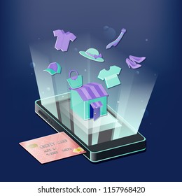 Shopping Online on Website or Mobile Application Vector Concept 
