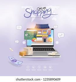 Shopping Online On Website Or Mobile Application Vector Concept Marketing And Digital Marketing.