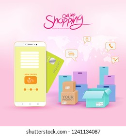 Shopping Online on Website or Mobile Application Vector Concept Marketing and Digital marketing.