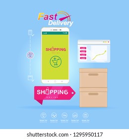 Shopping Online on Website or Mobile Application Vector Concept Marketing and Digital marketing.