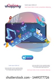 Shopping Online on Website or Mobile Application Vector Concept Marketing and Digital marketing.