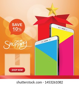 Shopping Online on Website or Mobile Application Vector Concept Marketing and Digital marketing.