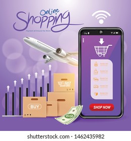 Shopping Online on Website or Mobile Application Vector Concept Marketing and Digital marketing