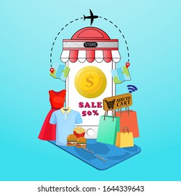 Comprar en línea en sitio web o aplicación móvil. E Comercio.