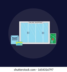 Shopping Online on Website or Mobile Application Vector Concept Marketing and Digital marketing. Horizontal view