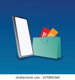 Shopping Online on Website or Mobile Application Vector Concept