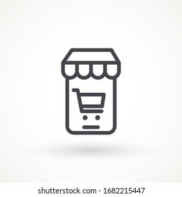 Shopping Online on Website or Mobile Application Vector Icon. E-shop icon. Web sale sign Marketing and Digital marketing Add to cart shopping online icon